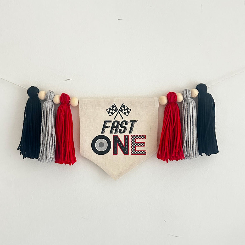 Fast One Race Car First Birthday Tassel Banner