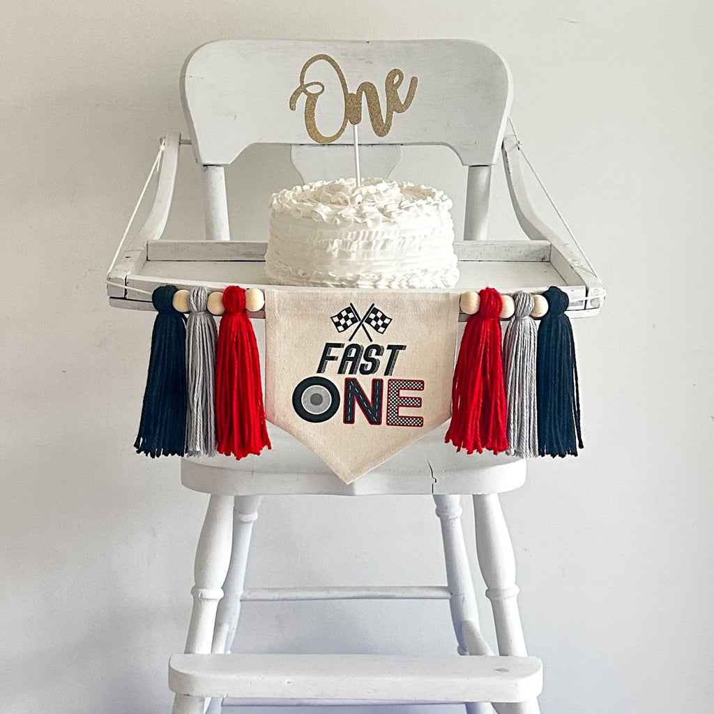 Fast One Race Car First Birthday Tassel Banner