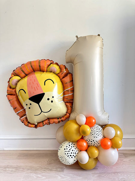 Lion 1st Birthday Balloon Tower