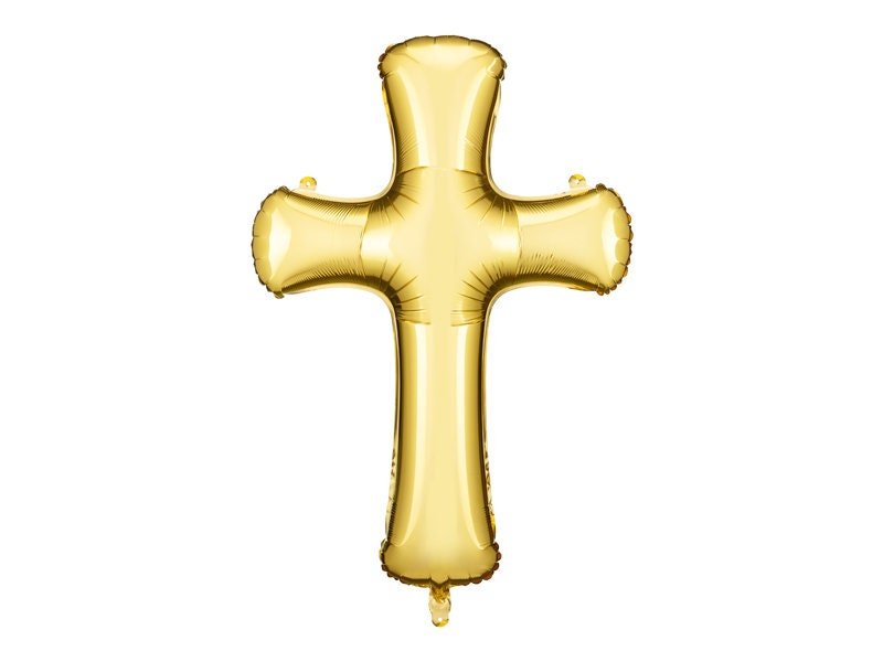 Large Gold Cross Balloon, Christening Decorations, Holy Communion Decor, Gold Cross Balloon, Baptism Decorations, Religious Balloon