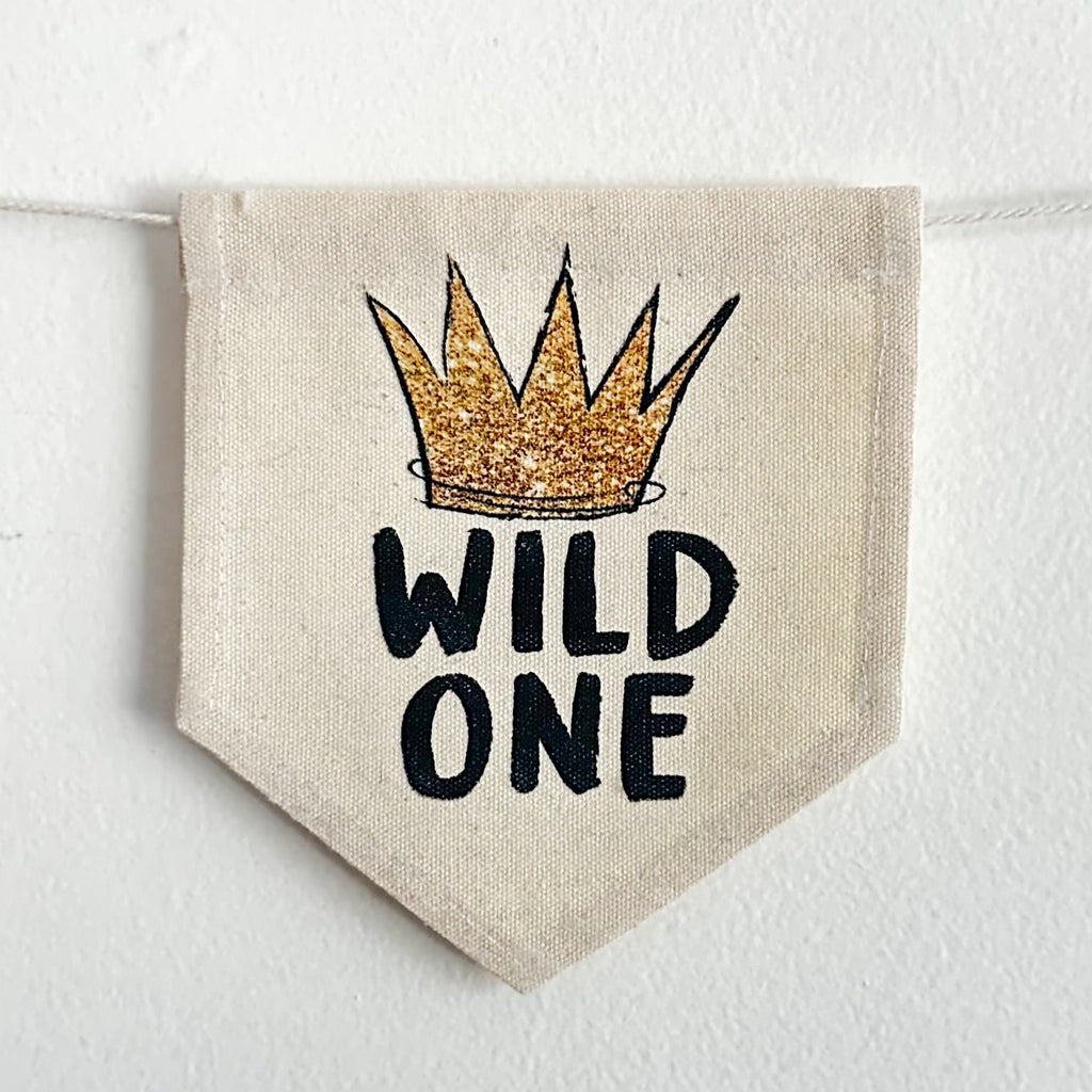 Wild One Crown First Birthday Tassel Banner