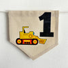 Bulldozer Construction First Birthday Banner