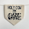 Holy Cow I'm One 1st Birthday Tassel Banner, Farm Highchair Decoration, Black and White First Birthday Party Sign, Cake Smash Pennant