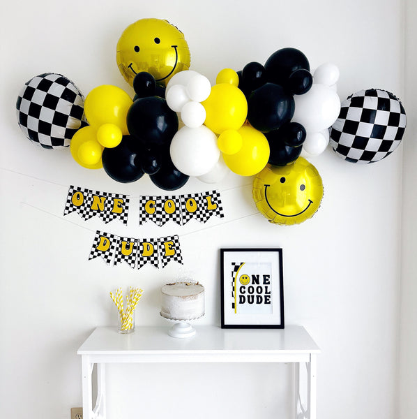 One Cool Dude Birthday Party | Smiley Face Balloons | Happy Face First Birthday Party Decor | Yellow Party Props | Smile Party Decor |