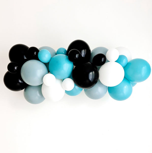 Black and Blue Balloon Garland | Birthday Balloon Decor | Happy Balloon Decor | Blue and Teal Shower Party Decor | Blue Party Balloons
