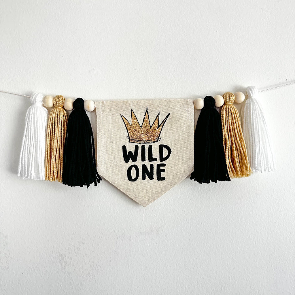 Wild One Crown First Birthday Tassel Banner