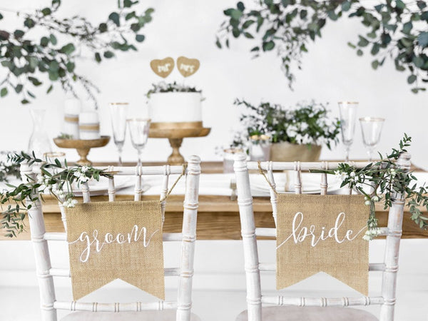 Wedding Chair Banner | Bride and Groom Wedding Banner | Burlap Wedding Banner | Burlap Wedding Decor | Bride and Groom Sign |