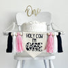 Holy Cow I'm One Pink 1st Birthday Tassel Banner