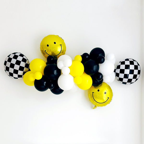 Smiley Face Balloon Garland, Balloon Party Kit, Yellow Party Decorations, Yellow, Black, White Garland, Yellow Party Decorations