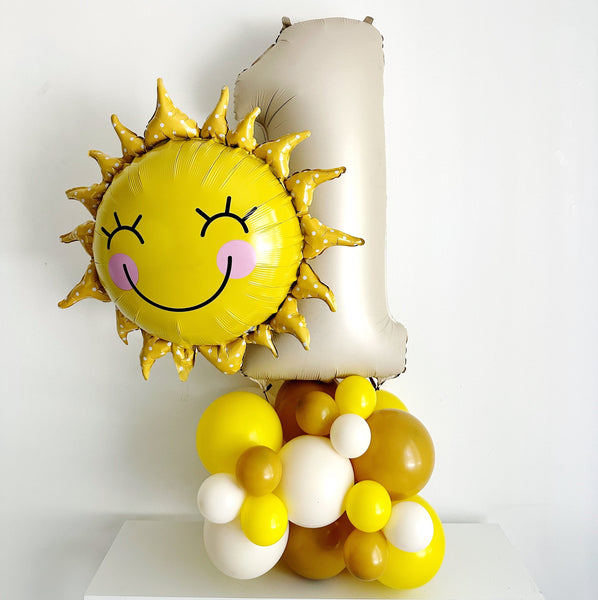 First Trip Around The Sun Birthday Balloons, Little Sunshine Balloon Tower, Boho 1st Birthday Party Decor