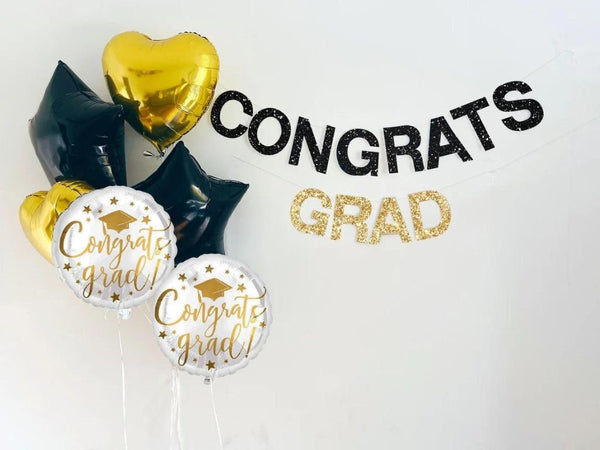 Graduation Party Decorations | Black and Gold Graduation Banner