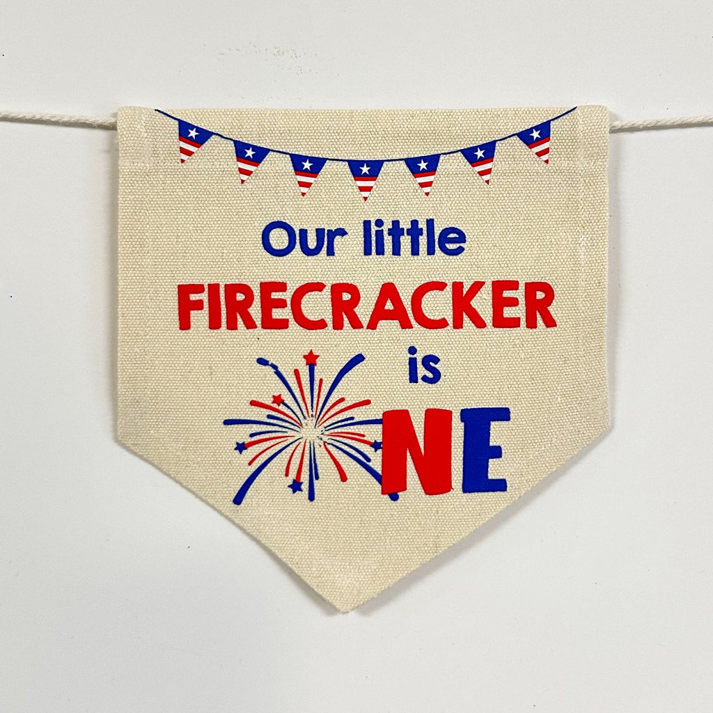 Our Little Firecracker 1st Birthday Tassel Banner