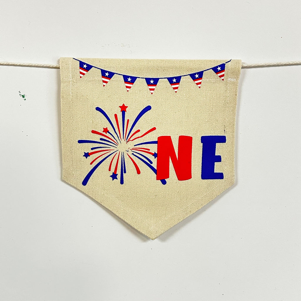 ONE Little Firecracker 1st Birthday Tassel Banner