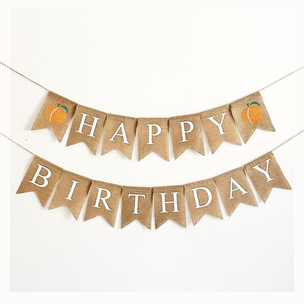 Peach Party Decor | Happy Birthday Banner | Birthday Decorations | Fruit Party | Peach Themed Party | Burlap Banner | Sweet Peach Party