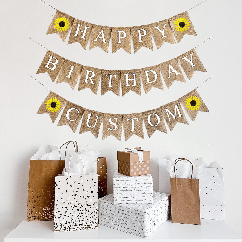Sunflower Party Decorations | Happy Birthday Sign | Garden Party Decor | Sunflower Banner | Custom Banners | Happy Birthday Decorations
