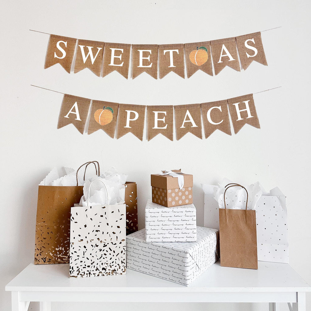 Girl Baby Shower Decorations | Peach Party Decor | It’s A Girl Sign | Gender Reveal | Baby Announcement | Fruit Party | Burlap Banner