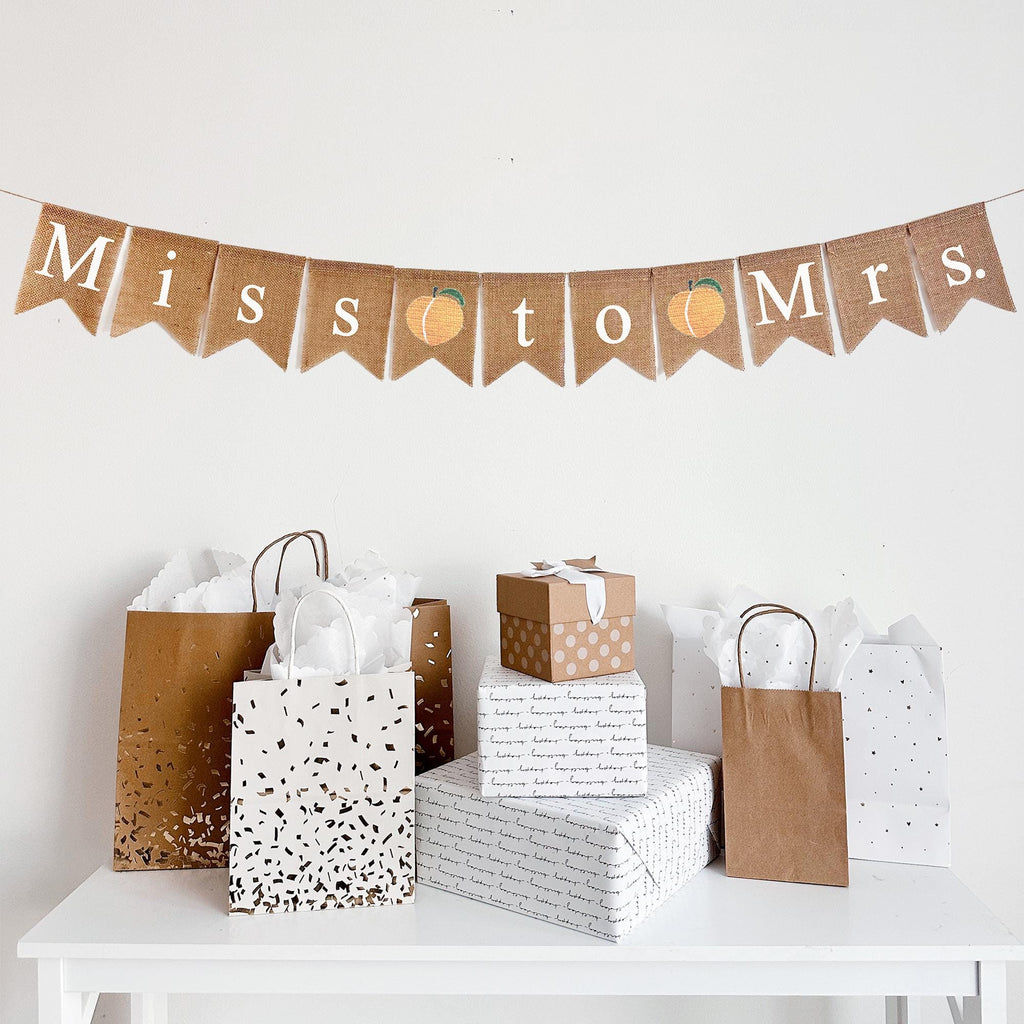 Bridal Shower Decorations, Peach Banner, Miss to Mrs Banner, Engagement Party Sign, Peach Party Decorations, Bridal Shower Decor