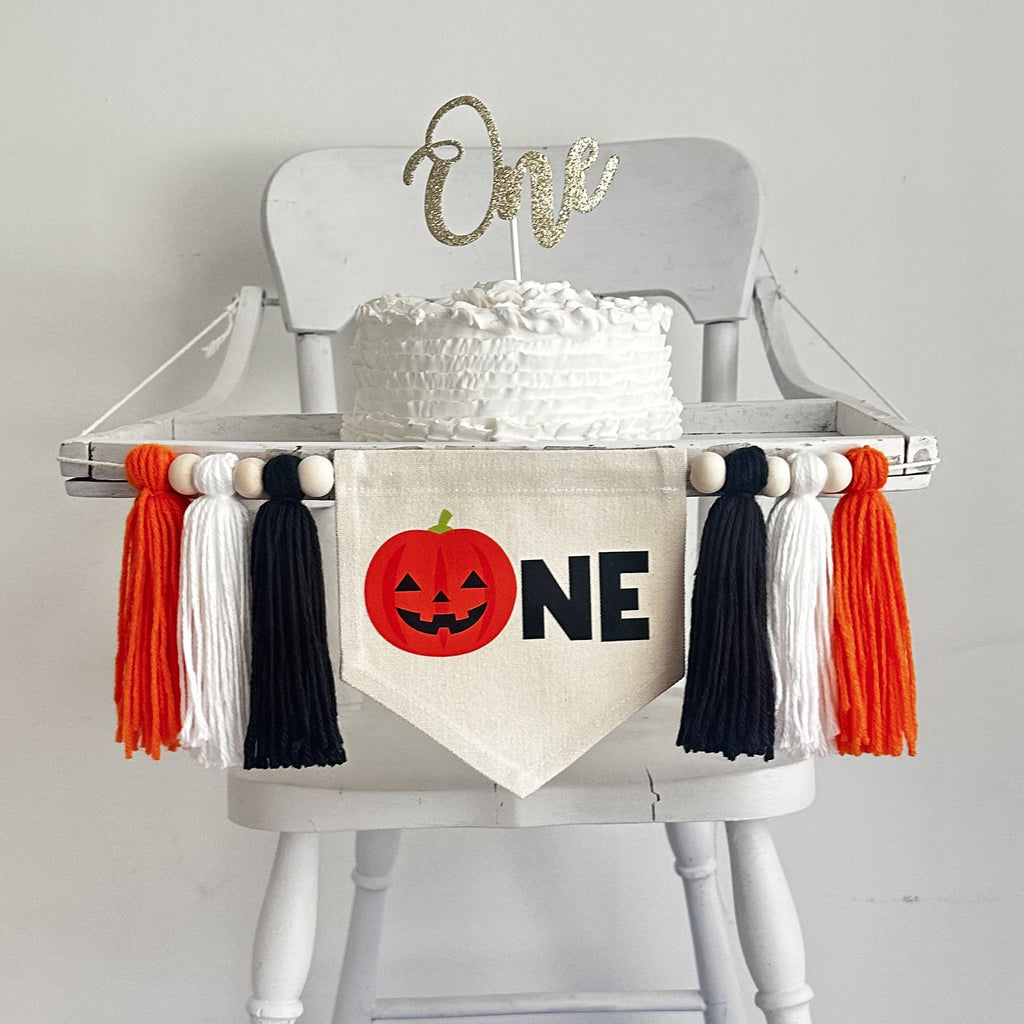 Halloween 1st Birthday Party Decorations | Jack O Lantern First Birthday Tassel Banner