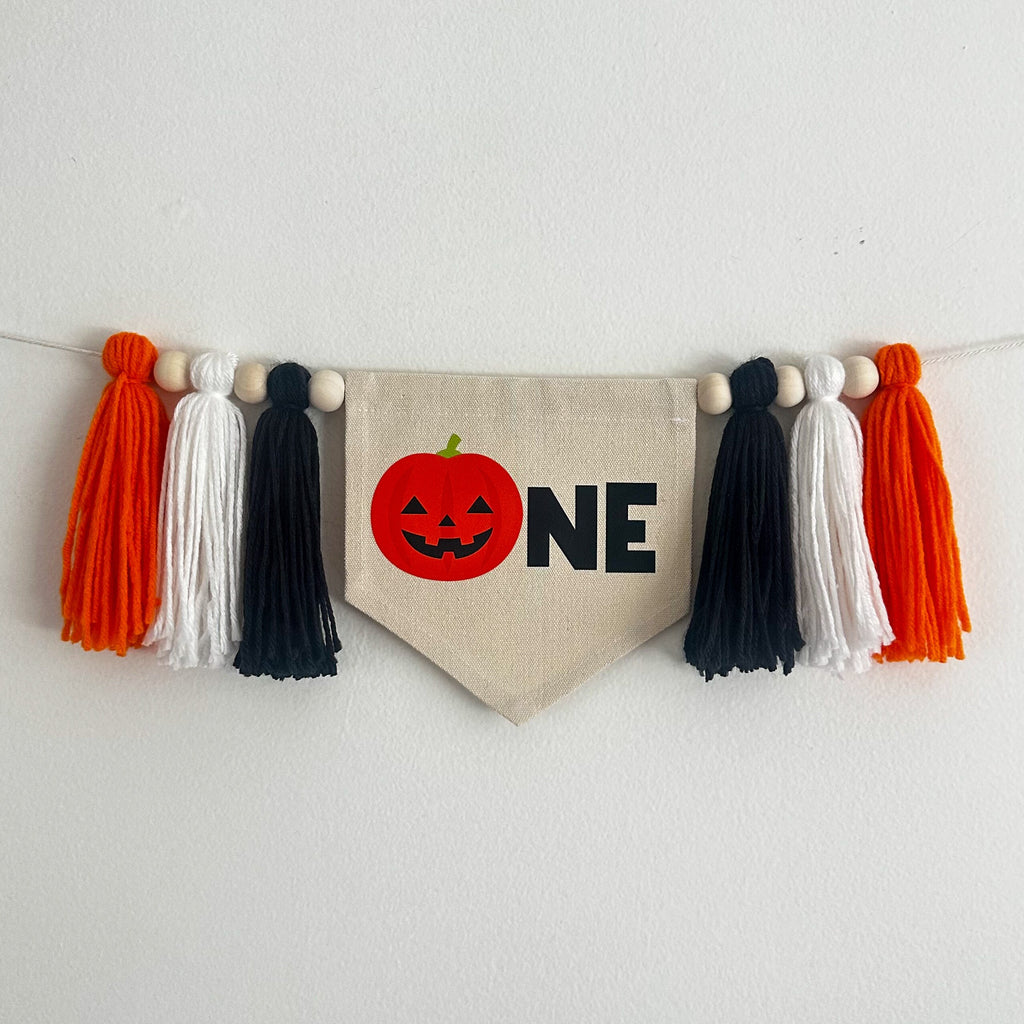 Halloween 1st Birthday Party Decorations | Jack O Lantern First Birthday Tassel Banner