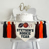 Sports 1st Birthday Party Decorations, Custom All Star First Birthday Highchair Sign, Tassel Banner, Football, Basketball, Rookie Year