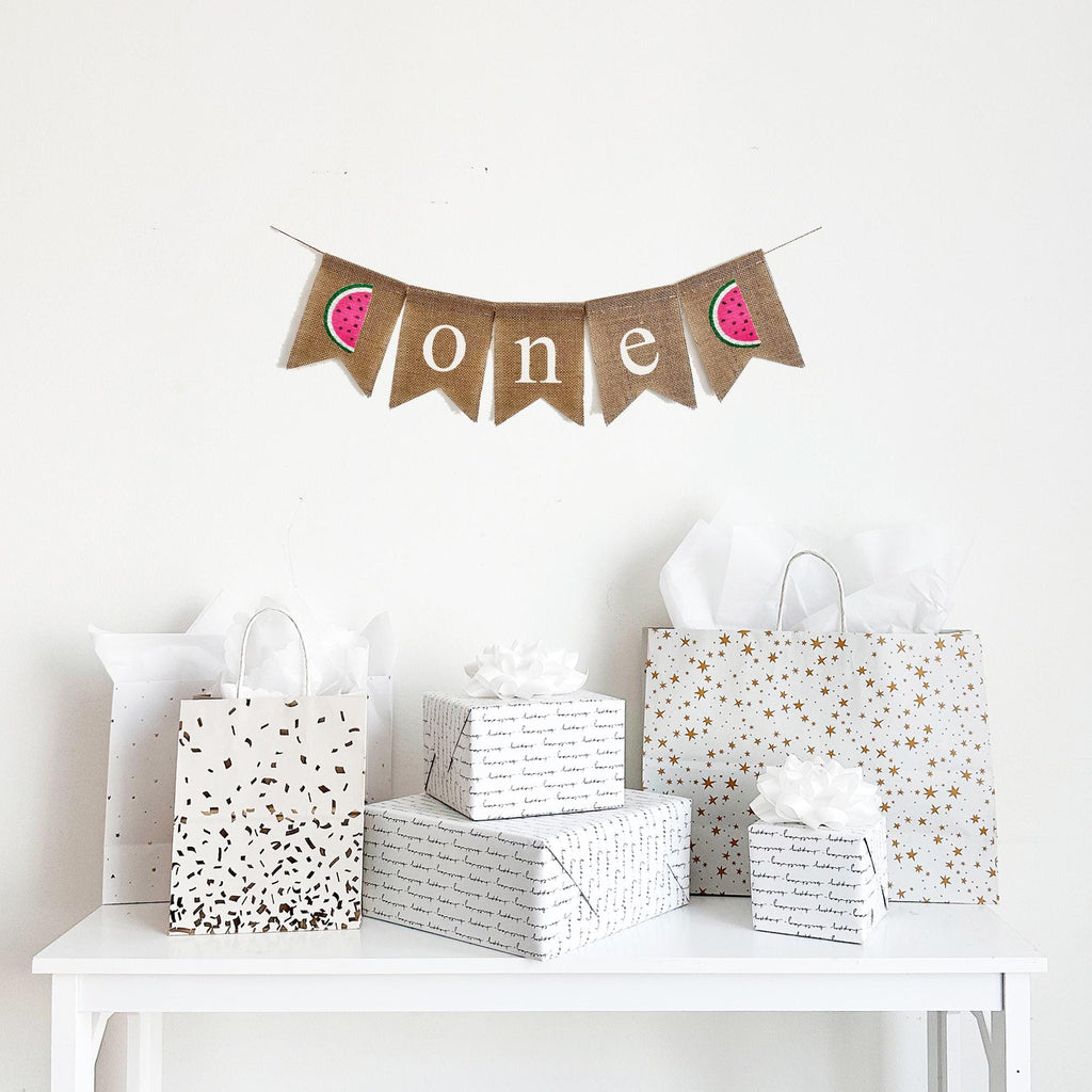 One In A Melon | Watermelon Decorations | Fruit Party | Watermelon Baby Shower | Summer Party Decorations | First Birthday | Burlap Banner