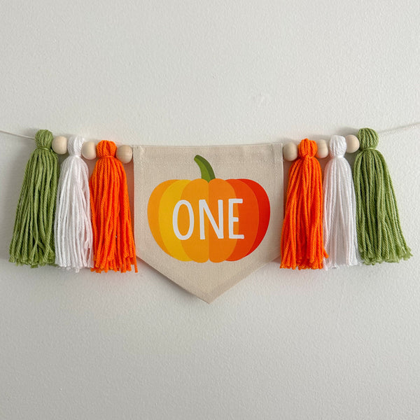 Fall 1st Birthday Party Decorations | Pumpkin Tassel Banner