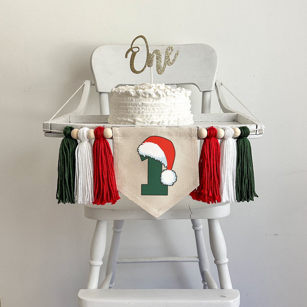 Santa 1st Birthday Party Decorations | Oh What Fun Christmas Tassel Banner