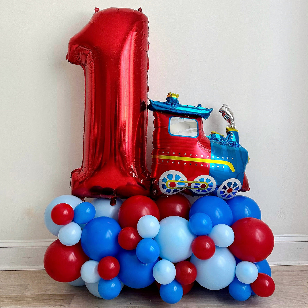 Choo Choo Train 1st Birthday Large Balloon Tower – Swanky Party Box