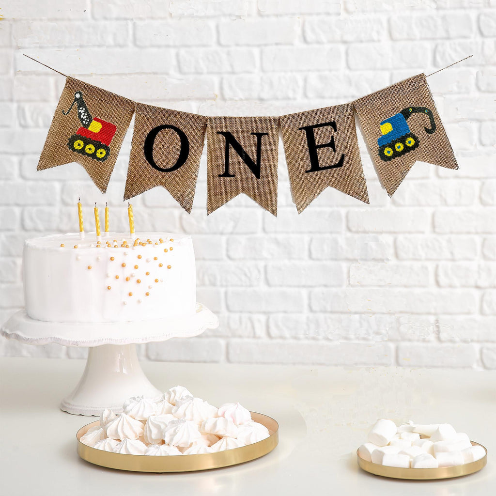 Construction Birthday Banner | Baby Boy First Birthday | 1st Birthday Decorations | Dump Truck Party | High Chair Banner