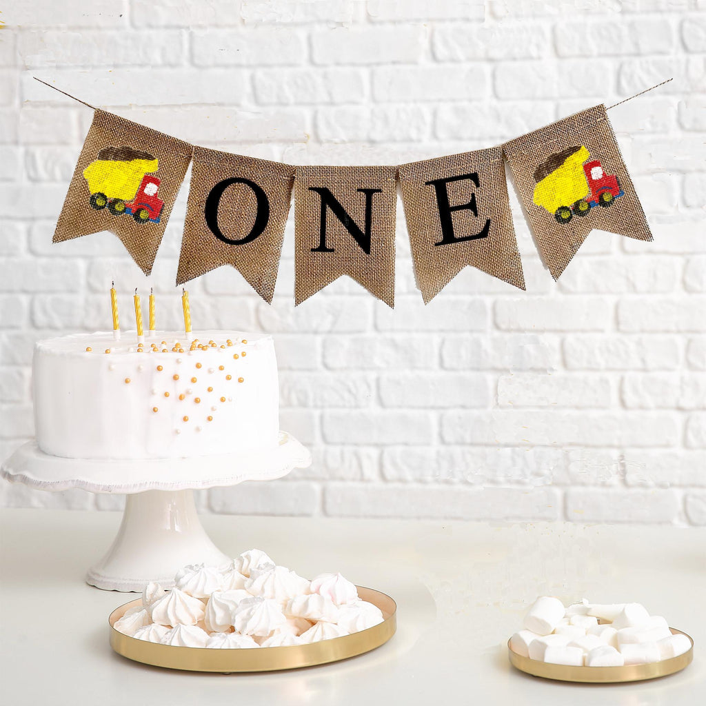 Construction Party Decorations, 1st Birthday Decorations, Baby Boy First Birthday, Excavator Party, One Banner, High Chair Banner