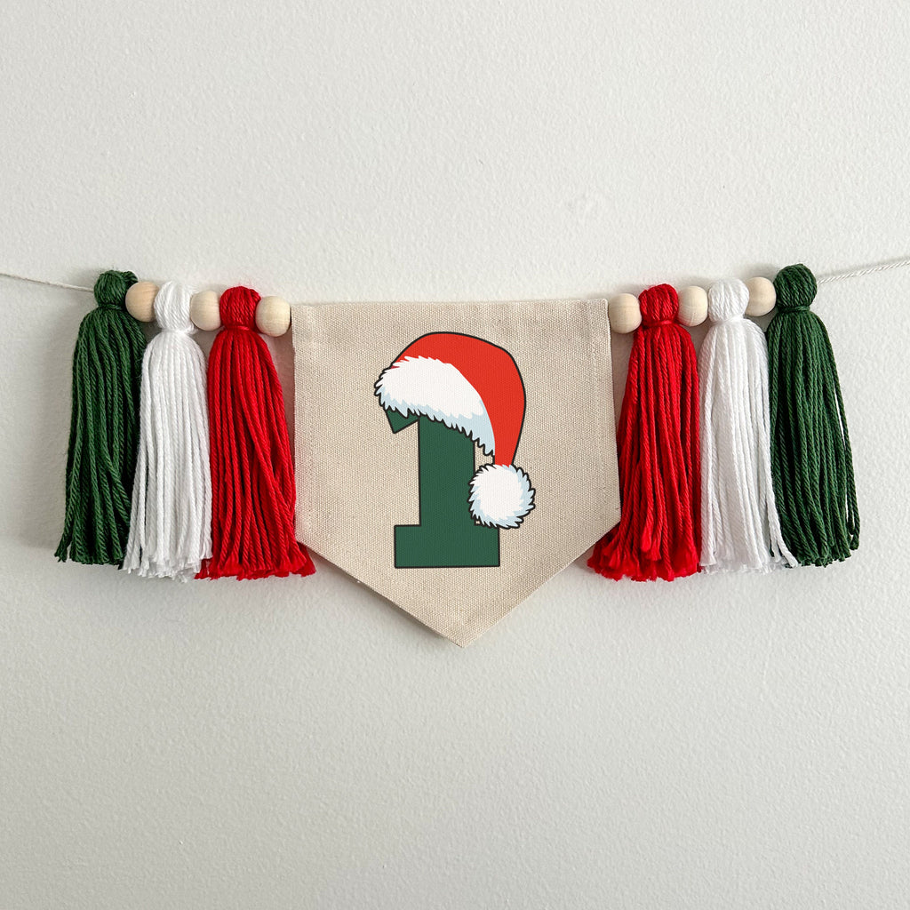 Santa 1st Birthday Party Decorations | Oh What Fun Christmas Tassel Banner