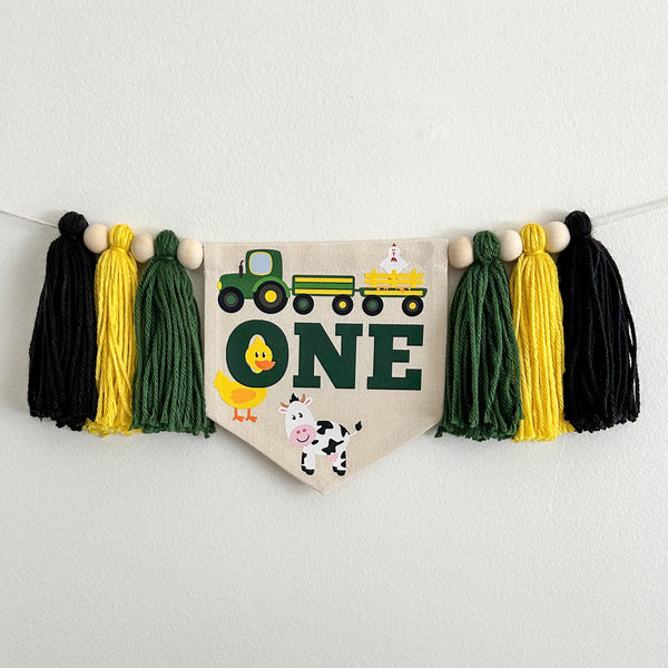 Tractor 1st Birthday Party Decorations | Farm High Chair Tassel Banner