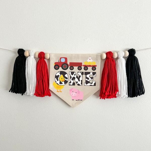 Tractor 1st Birthday Party Decorations | Farm High Chair Tassel Banner