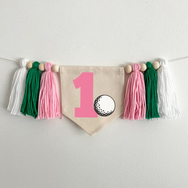 Golf 1st Birthday Tassel Banner | Hole in One Highchair Decoration