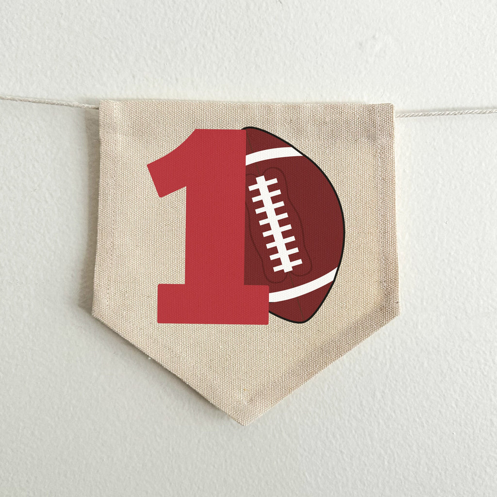 Football 1st Birthday Party Decorations, First Down High Chair Banner, Sports Tassel Banner, Cake Smash Prop, Red Touchdown Highchair Sign