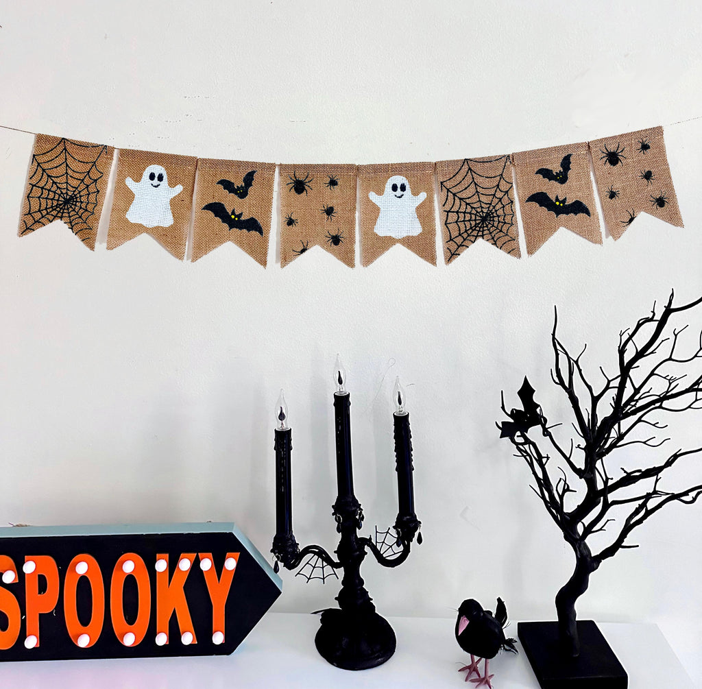 Spider Web Burlap Banner | Halloween Party Decorations