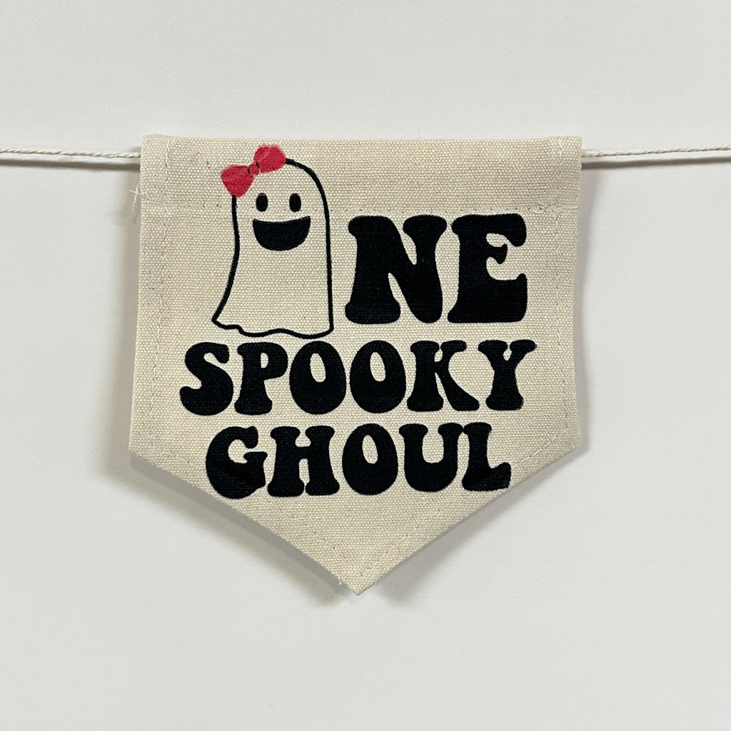 Halloween 1st Birthday Party Decorations, One Spooky Ghoul First Birthday, Ghost High Chair Banner, Pink Bow Spooky Halloween Sign