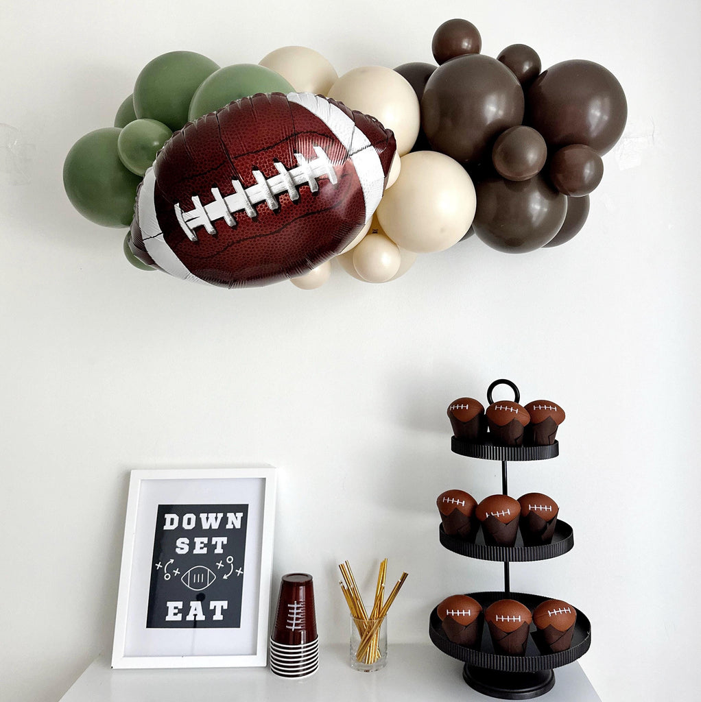 Black And White Football Foil Balloons - Helium Quality Party Decoration Set