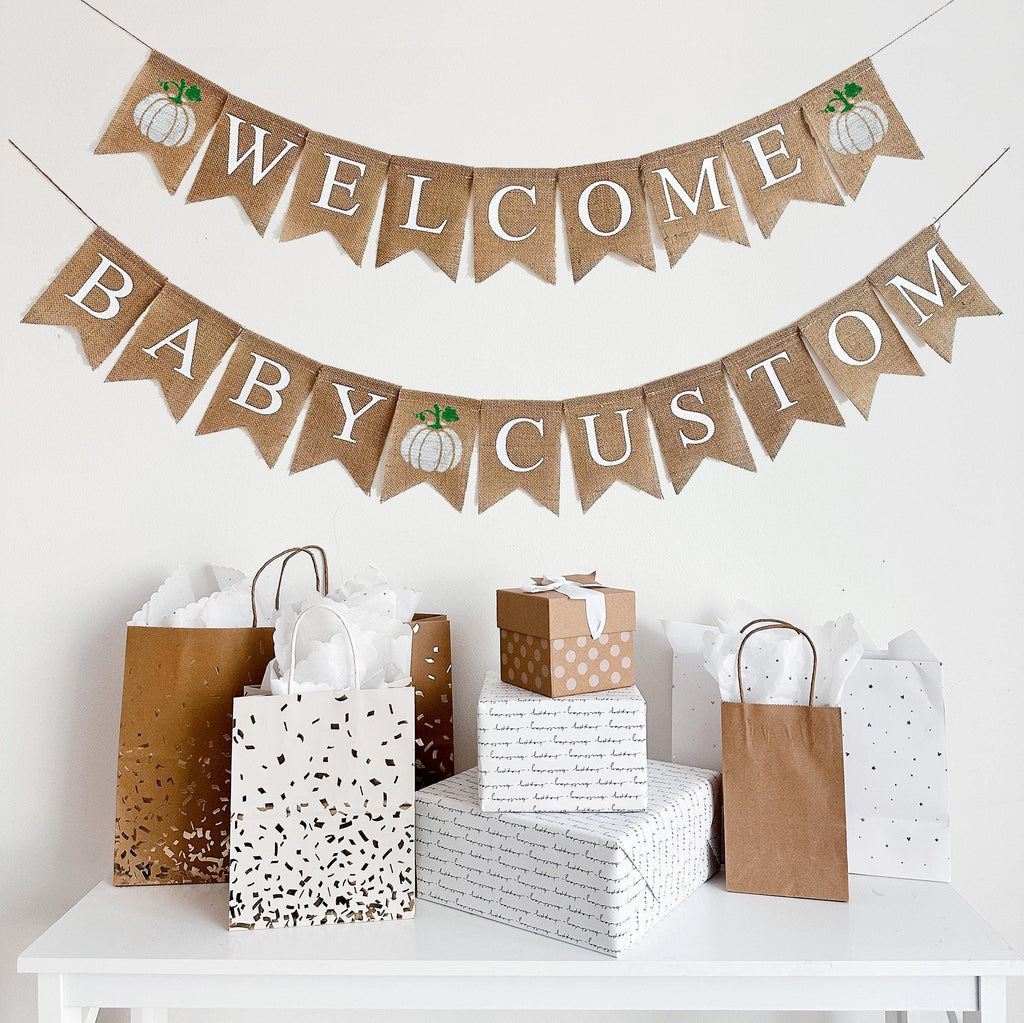 Pumpkin Baby Shower | Welcome Baby Banner | Little Pumpkin Decorations | Fall Baby Shower | Gender Reveal | Custom Banner | Boy Baby Shower