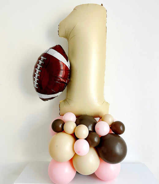 Pink Football 1st Birthday Balloon Tower, First Down Birthday Decoration, Touchdown Party Sign, Celebrate One Sports Balloon Decor