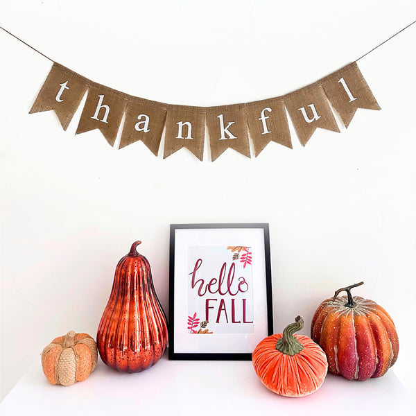 Thankful Banner | Thanksgiving Banner | Fall Home Decor | Friendsgiving Decorations | Happy Thanksgiving | Burlap Banner |