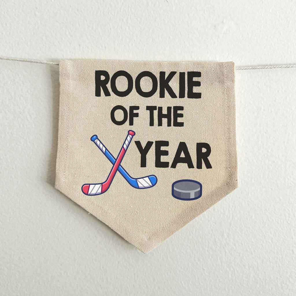 Hockey 1st Birthday Party Decorations, Rookie of the Year Hockey Highchair Banner, Goal First Birthday Tassel Banner, Cake Smash Pennant