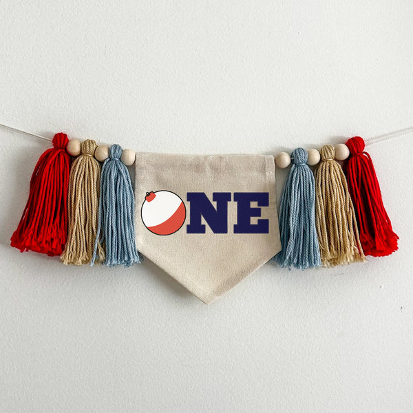 Fishing 1st Birthday High Chair Tassel Banner | OFishally One First Birthday Party Decorations