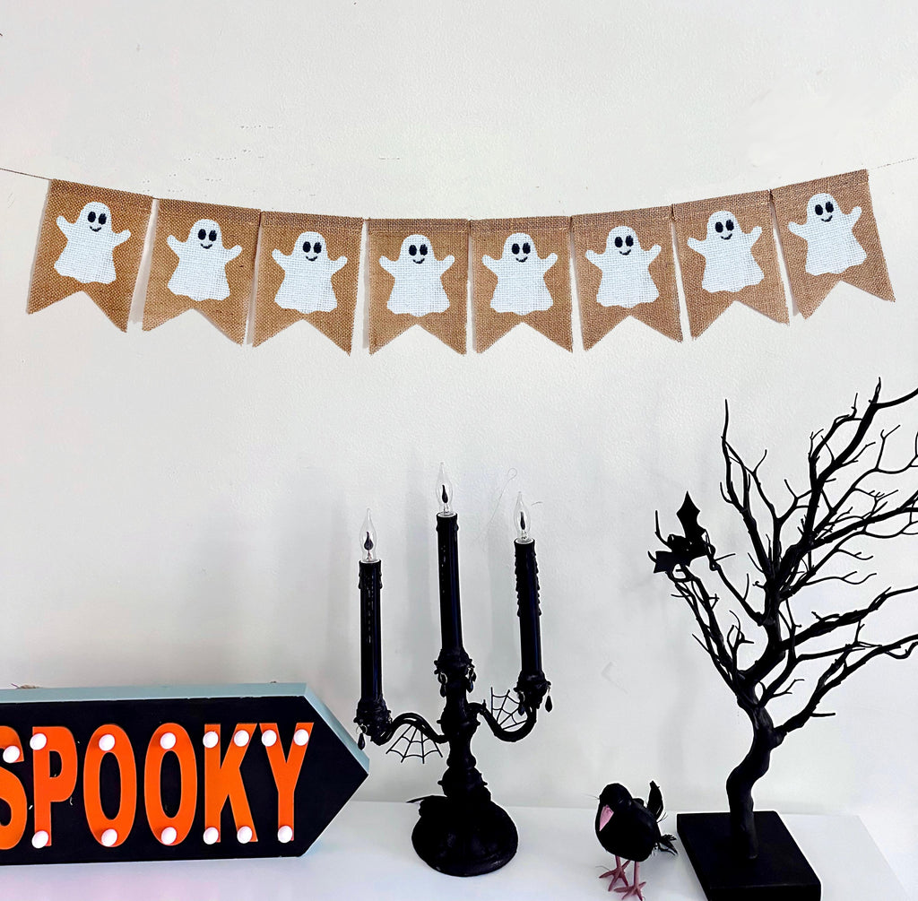 Spider Web Burlap Banner | Halloween Party Decorations
