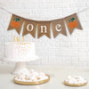 Celebrate one with this orange pumpkin burlap banner. With unique rustic orange pumpkins on each end and the letters o n e spelled out in between in white lowercase letters, this banner is perfect for a fall first birthday celebration.