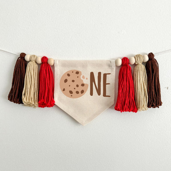 Cookie 1st Birthday Party Decorations | Chocolate Chip Cookie High Chair Tassel Banner