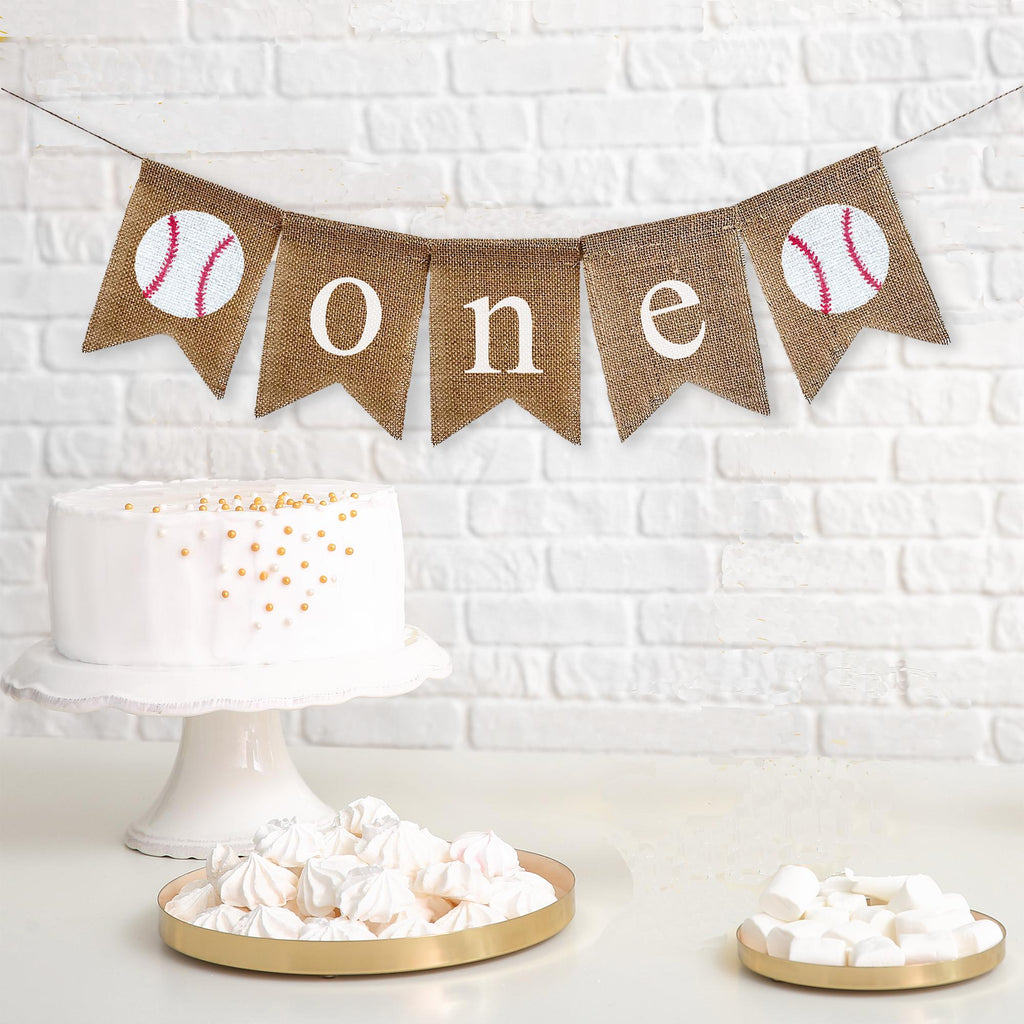 1st Birthday Decor, Baseball One Banner
