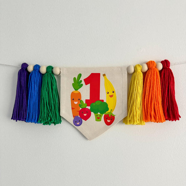 Farmers Market 1st Birthday Banner | Farm Fresh High Chair Tassel Banner
