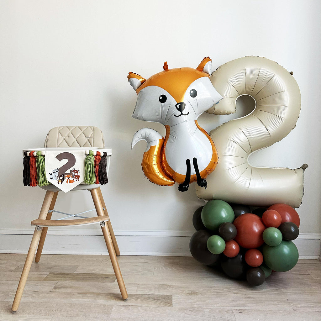 Woodland Second Birthday Balloons | Fox Balloon Tower | Fall 2nd Birthday Balloons