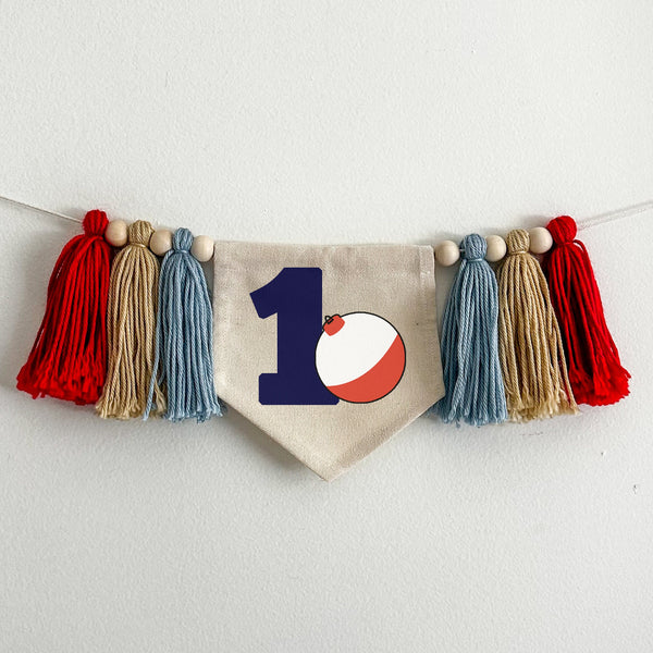 Fishing 1st Birthday High Chair Tassel Banner | OFishally One First Birthday Party Decorations